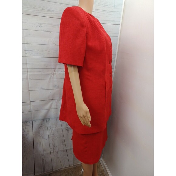 Morgan Miller Womans Suits Skirt Blazer Jacket Red Sz 16W Short Sleeve - Picture 5 of 9